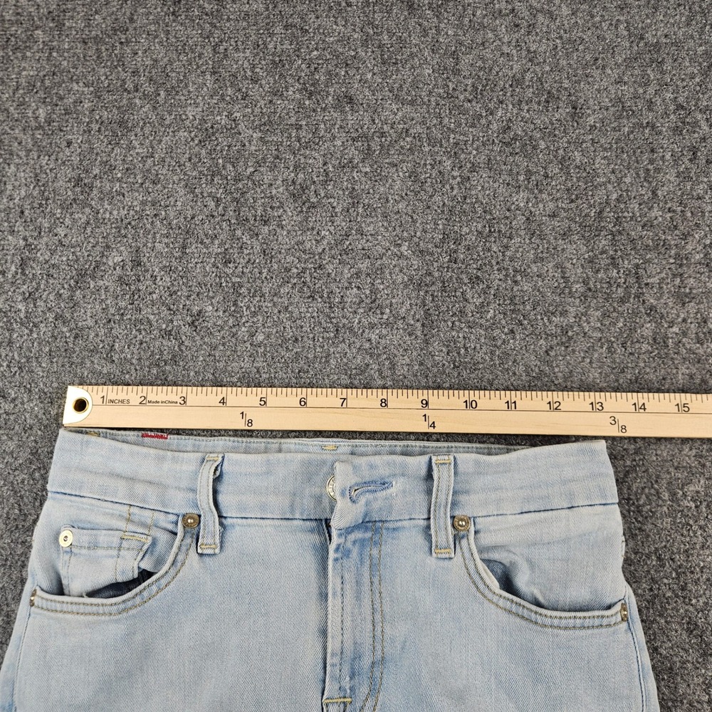 7 For All Mankind The Ankle Skinny Jeans Light Wash Blue Size 26 Stretch Denim - Picture 5 of 10